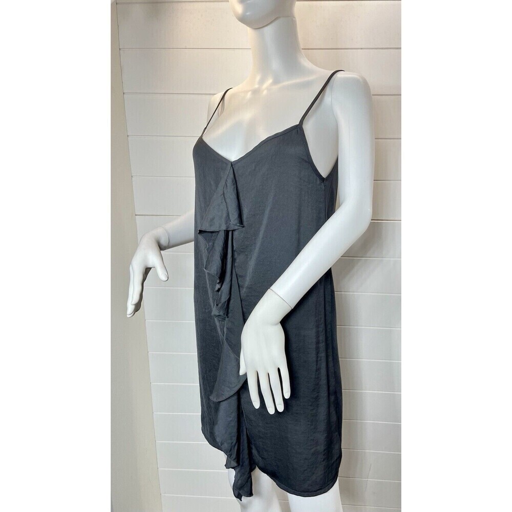ZARA SLIP RUFFLE EFFECT SEXY MINI DRESS MED COMFY SOFT DARK GRAY FAIRY GRUNGE - Picture 3 of 12